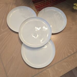 Classic White Plastic Plates - Set of 4